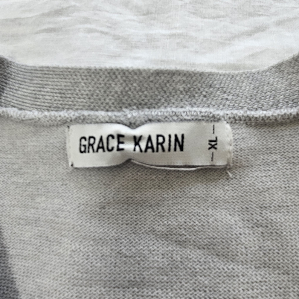 Grace Karin Light Gray Cardigan Size XL - Picture 2 of 6